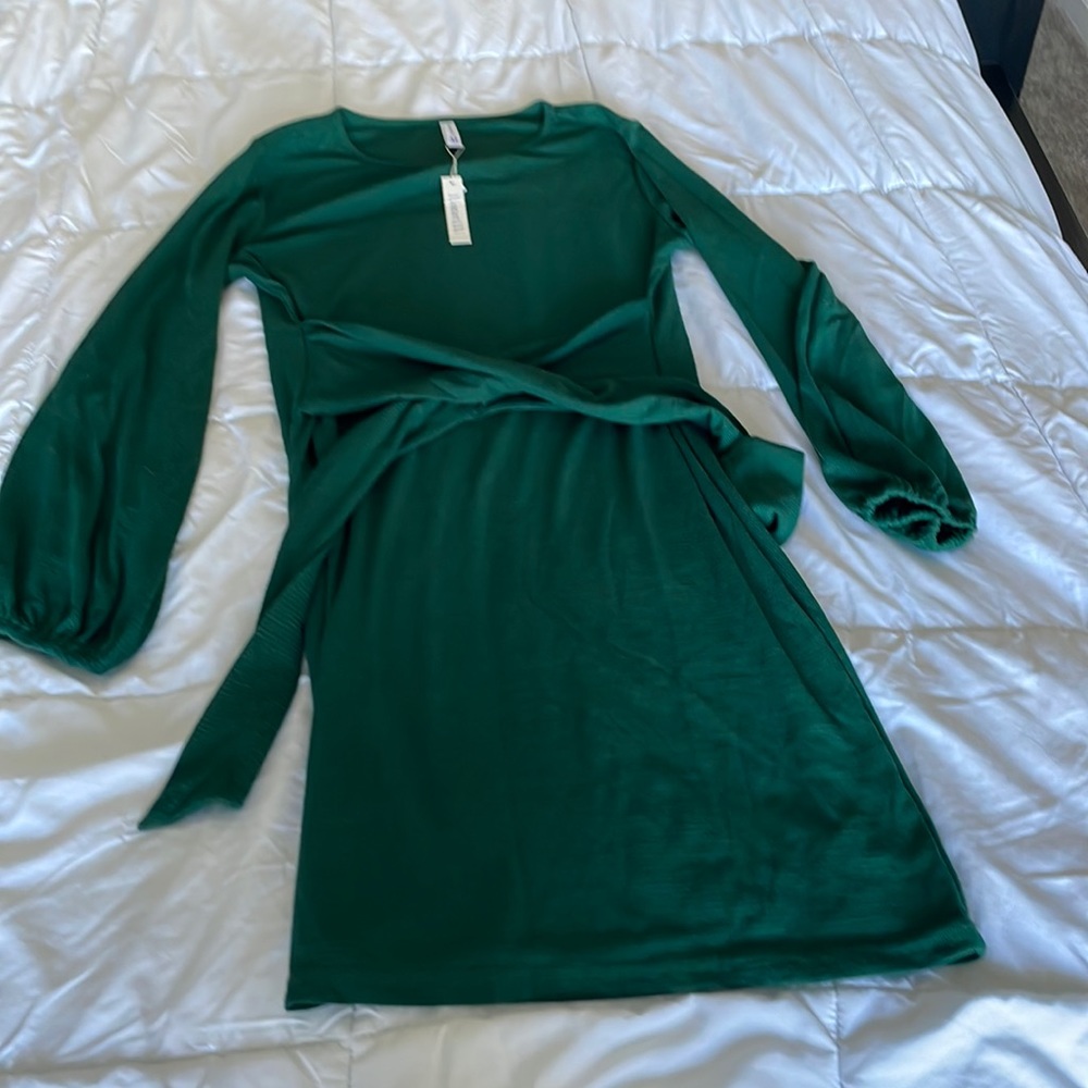 Green wrap dress